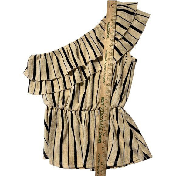 Anthropologie MAEVE Womens M Rita Ruffled One-Shoulder Top Striped Preppy Summer - Picture 6 of 7